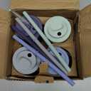 Elk and Friends Kids + Toddler Glass Cups | The Original 12oz Glass Mason Jar with Sleeves + Lids | Silicone Straws + Stopper | Smoothie Cup | Food Storage | Spill Resistant | Dishwasher Safe | 4 Pack (Sage/Navy/MistyBlue/Gray)