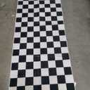 Terrug Black and White Checkered Area Rug for Kitchen,2x6 Runner Rugs Washable with Non Slip for Bedroom, Soft Low Pile Stain Resistance Retro Carpet for Entryway Hallway