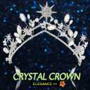 Sparkly Crystal Star Bridal Wedding Taira and Crown Silver Leaf Rhinestone Queen Crown Glitter Birthday Party Hair Accessories for Women