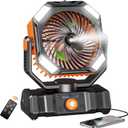 SWEETFULL Portable Misting Fan Rechargeable, 20000mAh Battery Powered Camping Fan with 300ml Water Tank & LED Lanter, Remote Auto Oscillating Table Fan with Hook for Travel Outdoor Tent Beach (Orange)