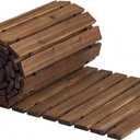 FILWH Wooden Garden Pathway Outdoor Roll-Out Walkway Weather-Resistant Fir Wood Curved or Straight Boardwalk Decorative Garden for Backyard,Beach,Wedding Party Pathways (Carbonized, 12FT Straight)