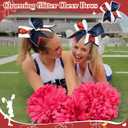8PCS Glitter Cheer Bow Large Cheer Bows Rhinestones Hair Bows Girls 8"Cheerleading Bows Bulk Elastic Band Ponytail Holder for Teen Girls College Sports Competition