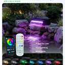 POPOSOAP 8inch Pond Waterfall Spillway with RGB LED Lights & 660GPH Pond Pump- APP/Remote Control, 304 Stainless Steel Pond Spillway with 9.8FT Tubing for Garden Ponds Landscape Water Features-P42DY