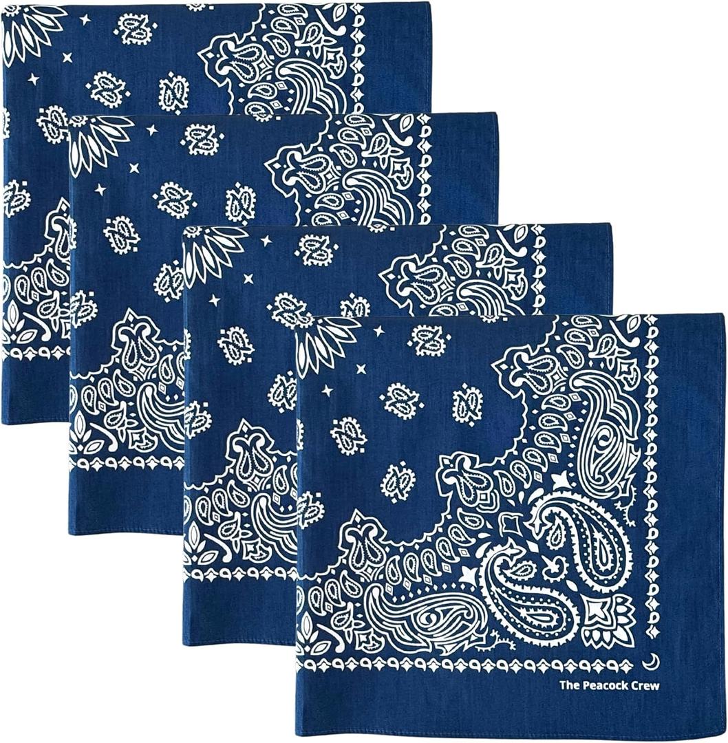 The Peacock Crew Premium Soft Cotton Bandanas Pack for Men and Women Paisley 22 x 22 inches