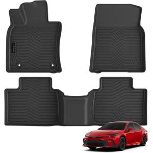 Auxko All Weather Floor Mats Fit for Toyota Camry 2025 2026 Include Hybrid LE/SE/XLE/XSE TPE Liners Camry Accessories All Season Guard Odorless Anti-Slip Floor Mats Black