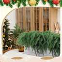 Weysat 2 Pack Artificial Christmas Norfolk Pine with Rustic Wooden Pot Realistic Norfolk Faux Greenery Pine Stems Christmas Fake Cedar Stems for Xmas Home New Year Winter(16.14 x 3.7 x 8.66 Inch)