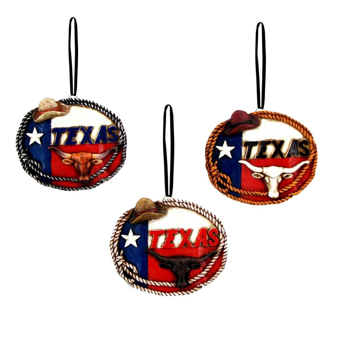 2 x Christmas in July Lariat Skull Hat Ornaments – Mini Tree Decorations – Set of 3