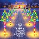 12 Pack Christmas Solar Pathway Lights Outdoor Decorations, 10 Modes Christmas Tree Candy Stake Lights with 156 Colorful LEDs, 29.5 FT Waterproof Solar Xmas Decor for Walkway Yard Lawn Porch Holiday (Multicolor)