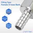 LTWFITTING Bar Production Stainless Steel 316 Barb Fitting Coupler 5/16" Hose ID x 3/8" Female NPT Air Fuel Water (Pack of 5)