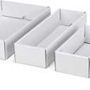 30 PCS White Sturdy Cardboard Drawer Organizers, Minimalist Paperboard Storage Bins for shelf Desk Drawer Closet Cabinet, DIY Labeling, for Kitchens, Pantries, Offices, Classrooms