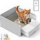 UBPET Automatic Cat Litter Box, Open-Top Self Cleaning Litter Box for Multiple Cats, Weight Sensors Safety Protection, Smart APP Control, Odor-Free Waste Disposal, Works with Bentonite Mineral Litter