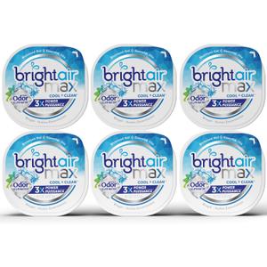 Bright Air Max Odor Eliminator Gel, Biobased Air Freshener, Cruelty Free, Cool and Clean Scent, 8 Oz Each, 6 Pack