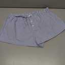 MakeMeChic Women's 2 Pack Linen Shorts Striped Gingham Summer Beach Pajama Boxer Shorts (Blue, L)