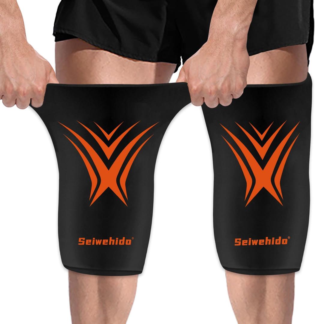 Seiwehido Extended Leg Knee Ice Pack Wrap for Injuries Compression, Reusable Soft Gift Gel Freeze Knees Brace for Swelling Replacement Surgery, Cold Therapy for Arthritis, Meniscus Tear (Knee-Black-2 Pack), One Size
