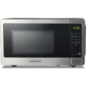 Farberware 0.7 Cu. Ft. Stainless Steel Microwave Oven, 700-Watt with LED Display, 10 Power Levels, 8 Auto-Cook Presets, Express Cooking, Weight & Time Defrost