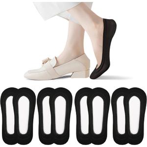 AURUZA No Show Socks Women's 4-8 Pairs Low Cut Non Slip Liner Invisible Socks for Flat Boat,Size: 7.5-9