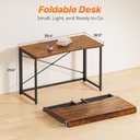 Huuger Folding Desk for Small Spaces, 39.3 Inch Foldable Computer Table, for Home Office, Study, Bedroom, Dorm, Space Saving, Small Writing Work Office Computer Desk, Easy to Fold, Rustic Brown, 18.9"D x 39.4"W
