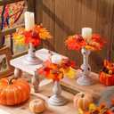 2 x Mumufy 6 Pcs Thanksgiving Rustic Wooden Candle Holders for Pillar Farmhouse Candles 3 Set Vintage Fall Table Centerpiece Decoration Thanksgiving Autumn Candlestick Ring Wreath for Dinning Room Kitchen