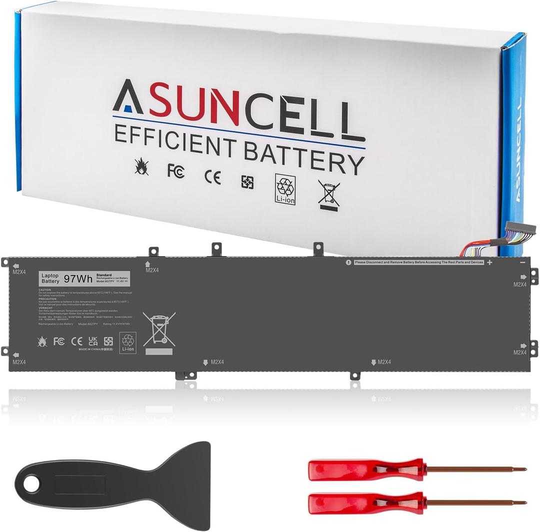 ASUNCELL 6GTPY 97WH Battery for Dell XPS 15 9550 9560 9570 7590 Precision 5510 5520 5530 5540 Vostro 7500 7590,Replacement 4GVGH GPM03 M2X4 5XJ28 05XJ28 5D91C 1P6KD P56F P56F001 P56F002 11.4V