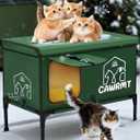 Large Heated Cat House for Outdoor Winter,Full-Coverage Cat House Heater, 100% Waterproof Insulated Outside Cat Shelter for Feral Barn Cat Protection(Green, 21.6X13X17inch)