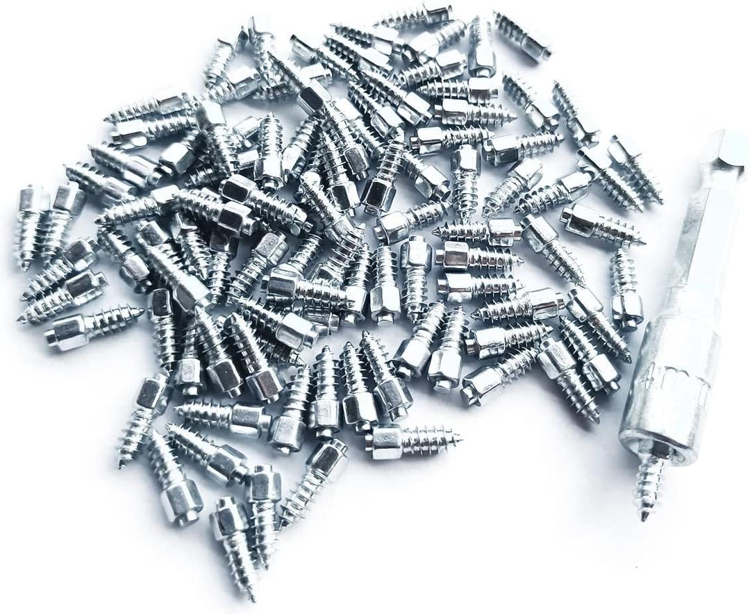 12mm Tire Studs for ATV, 200pcs Carbide Screw Anti-Slip Studs for SUV,Motorbike,Motorcycle,Dirt Bike,Tractor,Snowblower Reusable Anti-ice Snow Spikes with Installation Sleeve