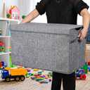 YOLOXO Toy Box Chest, Collapsible Sturdy Storage Bins with Lids, Extra Large Kids Toy Storage Organizer Boxes Bins Baskets for Kids, Boys, Girls, Nursery Room, Playroom, Closet (Linen Gray)