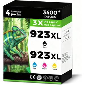 923XL (923e) Ink Cartridges Fit for HP OfficeJet Pro 8130e 8135e 8125e Printers Replacement for 923 e XL for HP923 8122e 8125e 8139e 8130 8132e 8134e 8138e 8124 8124e Black Cyan Magenta Yellow 4 Pack