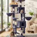 AMHANCIBLE Cat Tree, 70 Inch Cat Tower for Indoor Cats, Multi-Level Cat Tree with Scratching Post, Hammock, Hanging Basket, Large Cat Condos for Adult Cats Kittens, Dark Grey, PT18DG