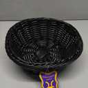 Basket, Black HOME-X Oval Plastic Woven Wicker Basket, Bread Baskets-Table Decor and Storage-Black 