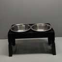 Elevated Dog Bowls, 5 Height Adjustable Raised Dog Bowl Stand with 2 Stainless Steel Food Bowls, Non-Slip, Adjusts to 3.54", 9", 10", 11", 12.13" for Medium Large Breed Black