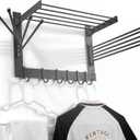BATODA Wall-Mounted Steel Clothes Drying Rack - Swivel Towel Hanger for Laundry Room & Bathroom - Space Saver (Steel) (black)