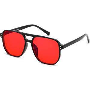 FEISEDY Sleep Blue Light Glasses for Woman Men 99.9% Computer Gaming Red Lens Eyeglasses Reduce Eyestrain G2835