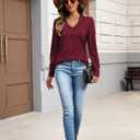 VIMPUNEC Womens Long Sleeve V Neck Sweaters Trendy Lightweight Pullover Fall Knit Jumper Tops (Red, M)