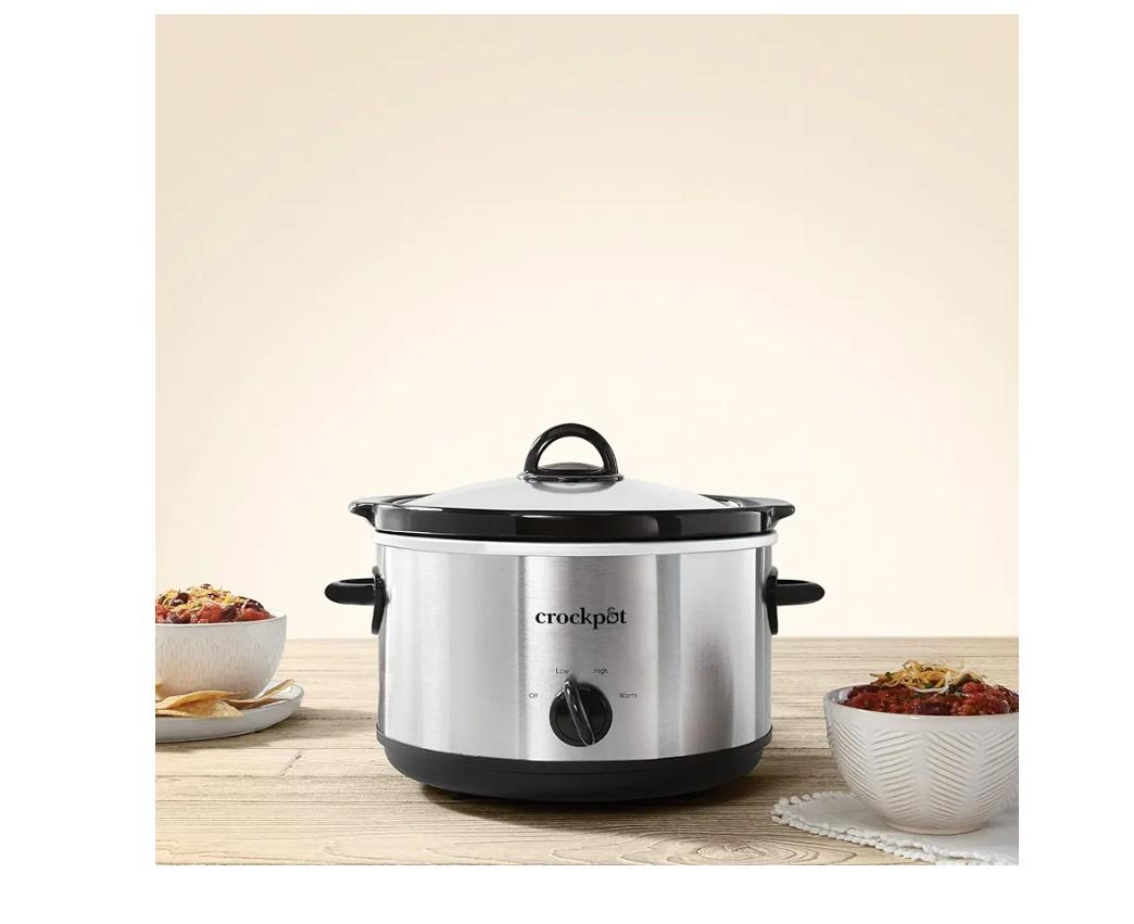 Crock-Pot 4.5 Quarts Manual Design Series Slow Cooker with 3 Manual Heat Settings Cooks Meals for 4 Plus People with Removable Stoneware Bowl, Silver