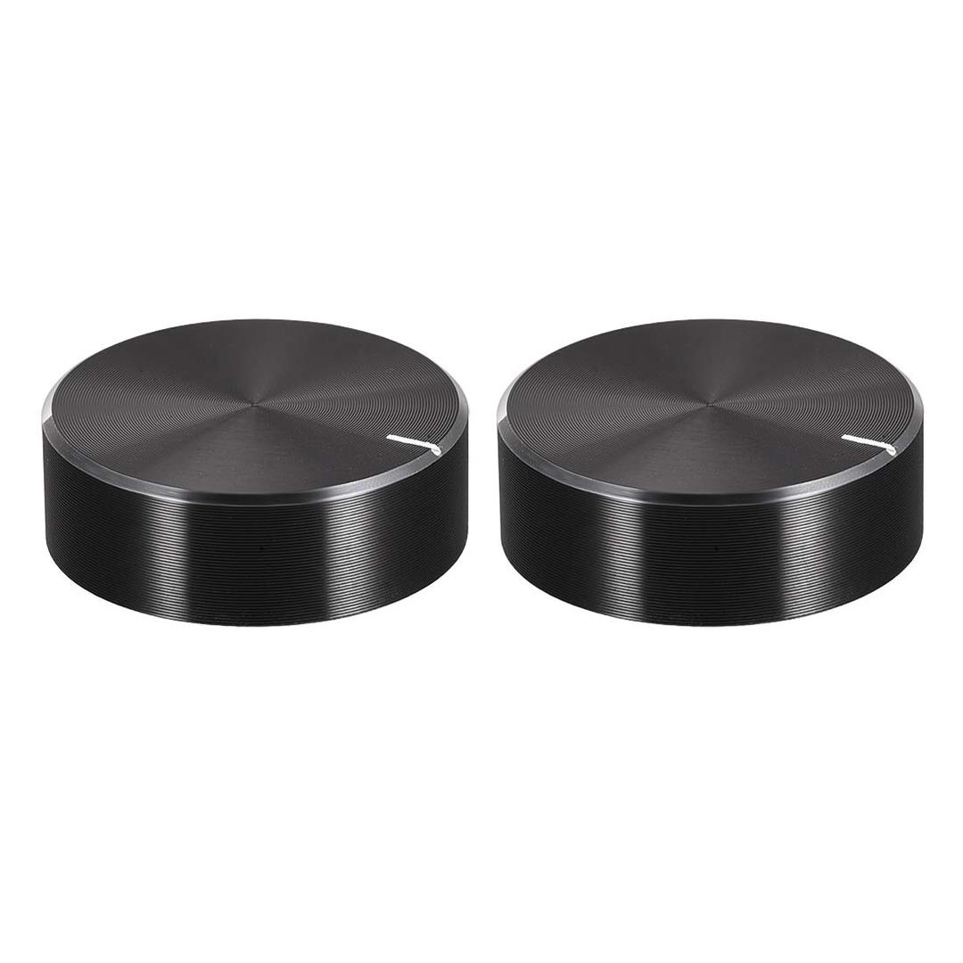 Uxcell 2pcs Potentiometer Knob Knurled Shaft Black Aluminum Smooth Surface Rotary Knob 30mmx10mm Volume Control Knob