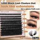 Thick Eyelash Extension Kit Volume Lash Clusters Kit 10-18mm Individual Lashes Clusters 100D DIY Lash Extension Kit 200pcs Clusters Lash with Bond and Remover Lash Applicator by Focipeysa