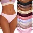 FINETOO 12Pack Womens Seamless Underwear No Show Cheeky Panties Invisibles Briefs Soft Stretch Bikini Hipster XS-XL (Large)