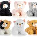 PREXTEX Realistic Looking Small Cat Stuffed Animal - 6 inch Stuffed Kittens with Lifelike Details - Plush Cat Set for Kids, Pet Toys, Home Decor, or Cat Lady Costume - Soft and Huggable - 6 Pack