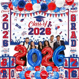 Red and Blue Graduation Decorations 2026 Class of 2026 Banner Grad Party Decorations 2026 Class of 2026 Decorations 2026 Graduation Decoration