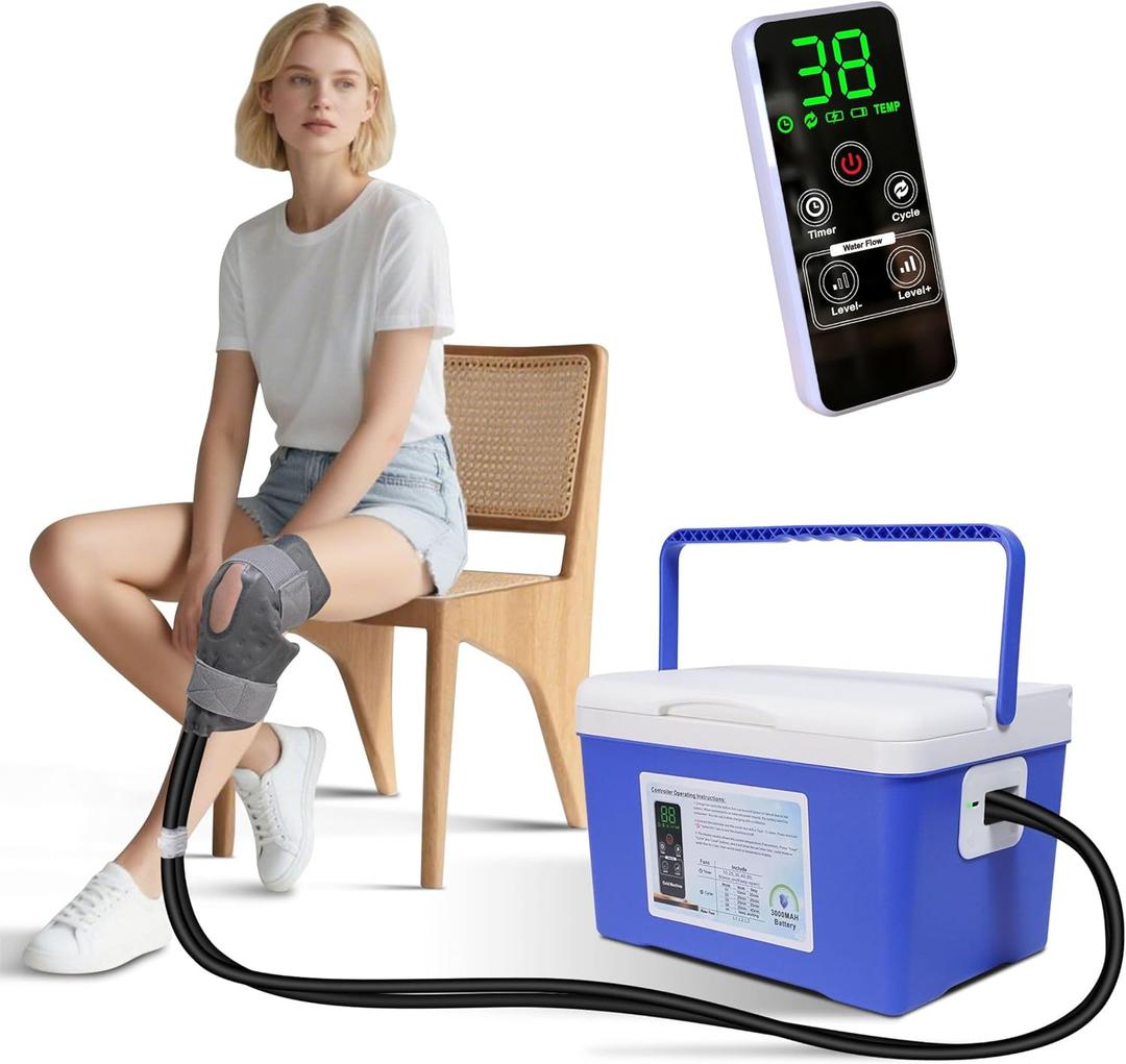 Cold Therapy Machine, Built-in 3000mAh Battery, Cold Therapy for Knee Replacement, Ice Machine for Knee After Surgery, Cryotherapy Systems Suitable for Home use, (Blue)