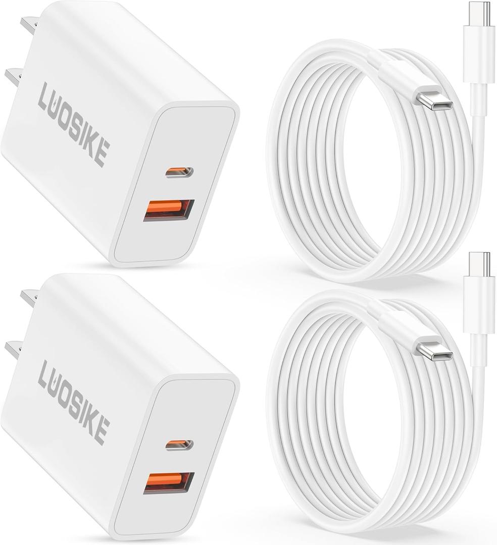 iPhone 17 16 15 Pro Max Charger Fast Charging, 2-Pack 40W Dual Port USB C Fast Wall Charger Block with 6FT Type C Cable Cord for iPhone 17/17 Pro/17 Pro Max/Air/17e/16/16 Pro Max/15/15 Plus, iPad Pro