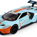 Toy Cars 1/32 Scale Gulf Oil Ford GT Diecast Cars - Light, Sound & Pull Back Function - Zinc Alloy Car Model Gift for Boys & Boyfriends