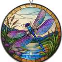 3 x 2025 Christmas Ornaments, Christmas Tree Ornaments Acrylic, Faux Stained Glass Effect White Elephant Gifts Exchange, Unique Suncatcher Xmas Stocking Stuffers for Women, Men (Dragonfly)