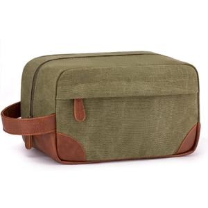 Vorspack Travel Toiletry Bag - Hanging Toiletry Bag for Men Water Resistant Canvas Shaving Bag with Large Capacity for Travel - Green (Medium)
