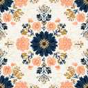 IOHEFY Peel and Stick Floor Tiles 12x12 Inch Beige and Blue Vintage Floral Pattern Self Adhesive Vinyl Flooring Planks with Orange Flowers for Kitchen Bathroom Bedroom Living Room DIY Home Renovation