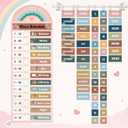 2 x Weysat 2 Pcs Boho Daily Schedule and Flip Calendar, Rainbow