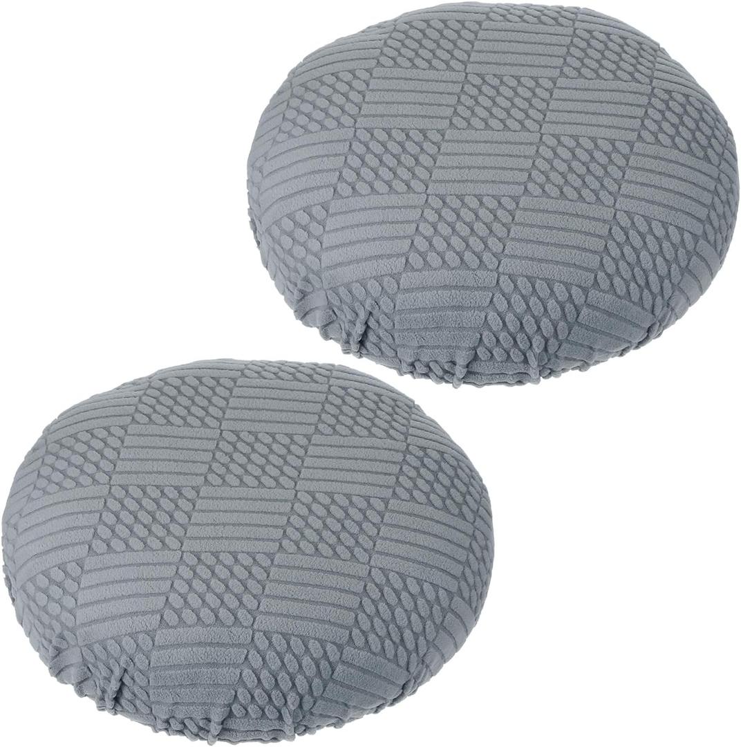 PATIKIL Stool Covers Round, 2 Pcs Elastic Bar Stool Covers Washable Stool Cushion Slipcover Stretchy Bar Chair Seat Cover for 14-18 Inch Chair, Dark Grey