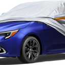 KEYOOG 6-Layer Full Car Cover is All-Weather Waterproof, All Seasons, Snow Prevention Rainproof, Acid Rainproof, Sunscreen, Ultraviolet-Proof, Fits Hatchbacks up to 173 ", Orange Reflective Strip