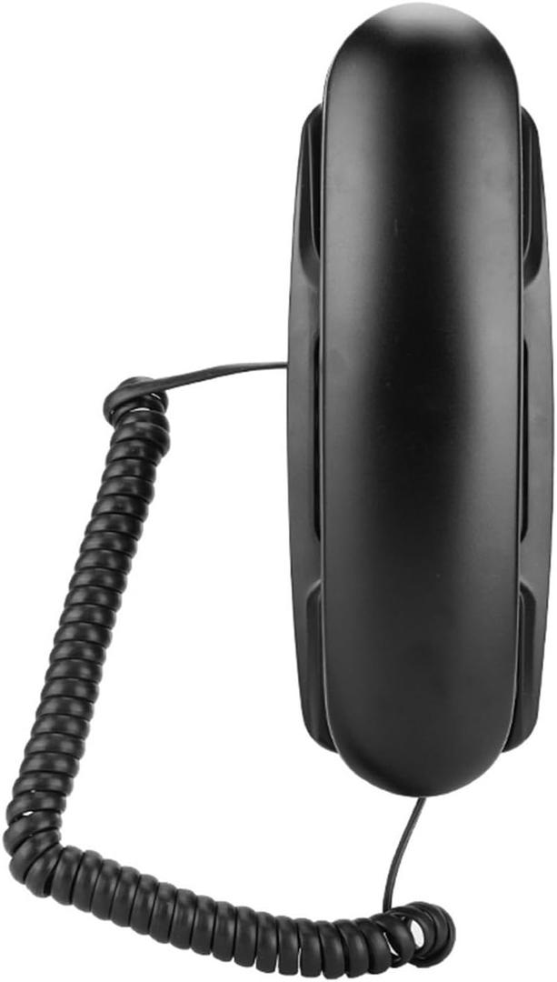 GOWENIC Wall Mount Landline Telephone Corded Home Phone for Hotel Office Home with Flash Mute Redial Function No Caller ID Desktop or Wall Mountable (Black)