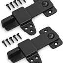 Barn Door Latch - Shed Door Latch - Sliding Barn Door Latches and Catches - Barn Door Lock - Black Wrought Iron Rustic Flip Latch Hardware Kit for Double Doors, Garden Gate, Cabinet, Bar, Pantry (2)